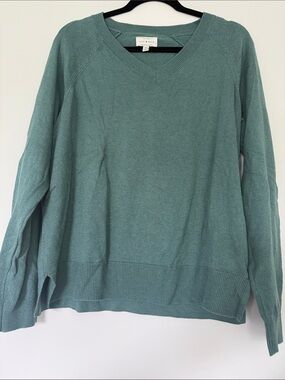 Lucky Brand Women's V-Neck Sweater in Teal Green